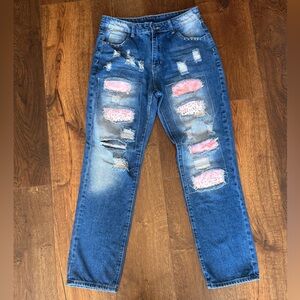 Womens Denim Pants Ripped Jeans Size Medium